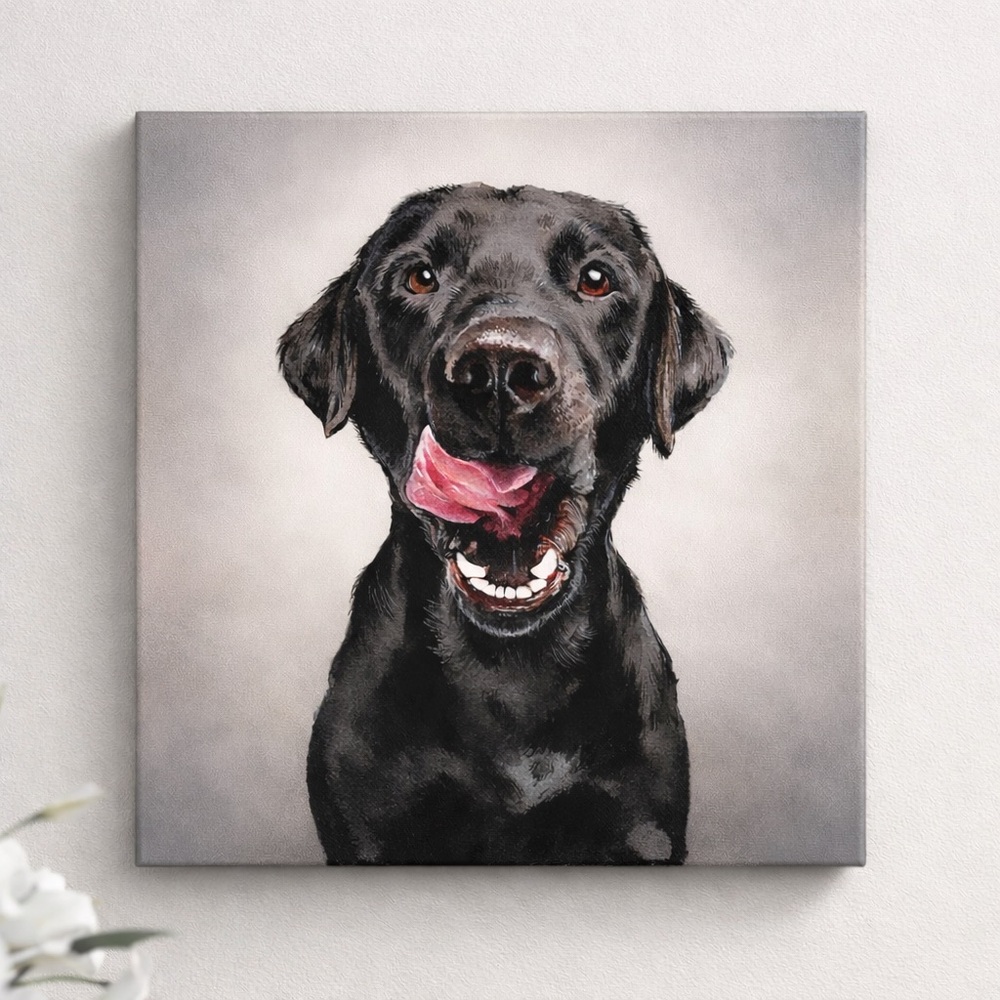 Black Labrador Canvas Art Wall Decor-16x16